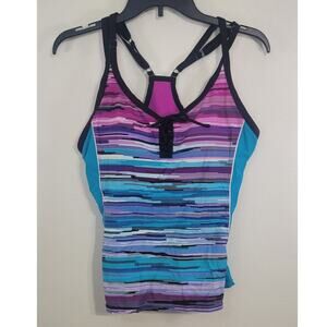Zeroxposur Swimwear Tankini Womens Large Multi-Colored Fun Funky Bright Tankini